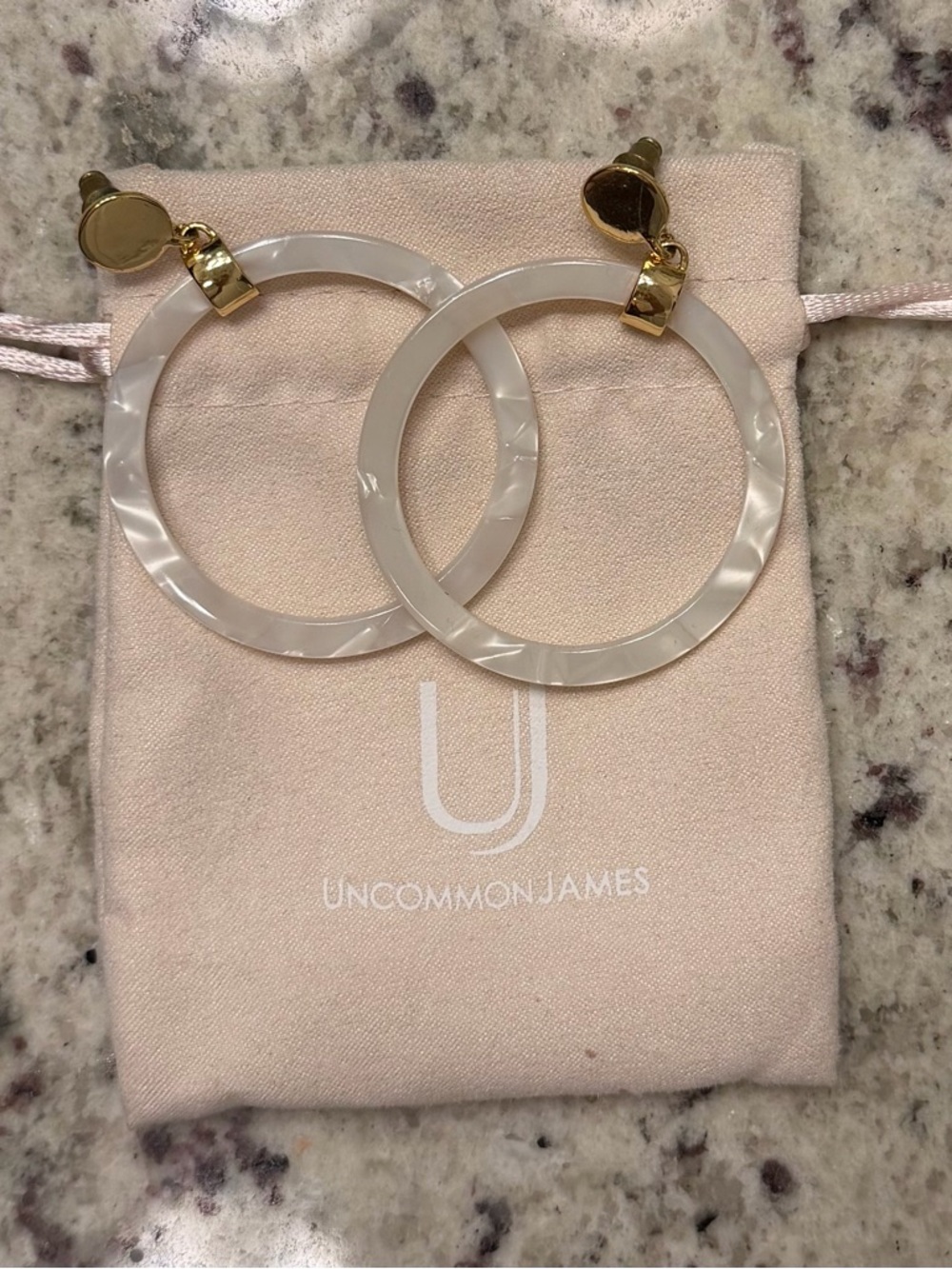 Uncommon James Mother-of-Pearl Hoop Earrings - White & Gold